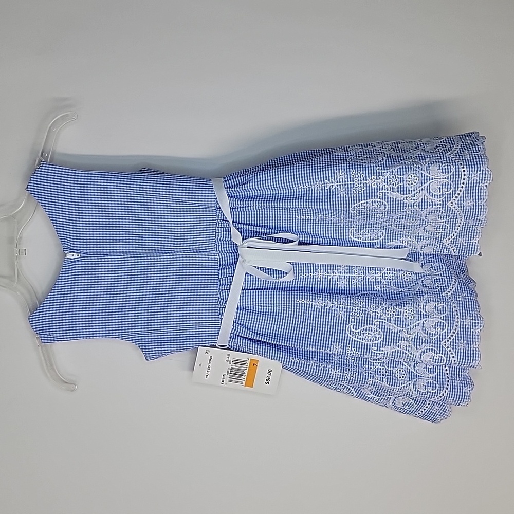 NWT rare edition embroidered gingham dress size 7 girls - Picture 5 of 8